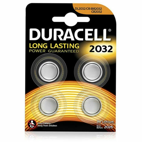DURACELL Batterie Lithium, Knopfzelle, CR2032, 3V, Retail Blister (4-Pack) (119376) 3 DURACELL Batterie Lithium, Knopfzelle, CR2032, 3V, Retail Blister (4-Pack) (119376)