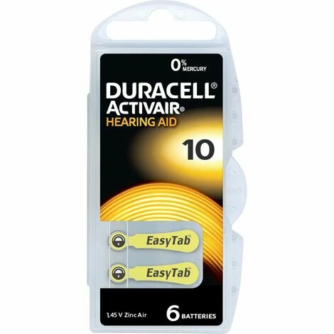 Duracell Activair 10 Hörgerätebatterie ZA 10 Zink-Luft 90 MAh 1.45 V 6 St. 3 Duracell Activair 10 Hörgerätebatterie ZA 10 Zink-Luft 90 MAh 1.45 V 6 St.