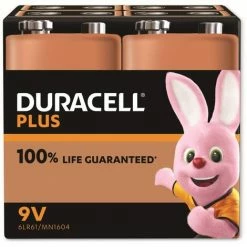 DURACELL Alkaline-Batterie E-Block, 6LR61, 9V, Plus, 4 Stück