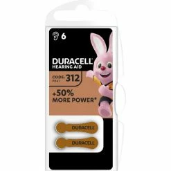 Duracell Batterie Zinc Air, 312, 1.4V Easy Tab, Retail Blister (6-Pack)